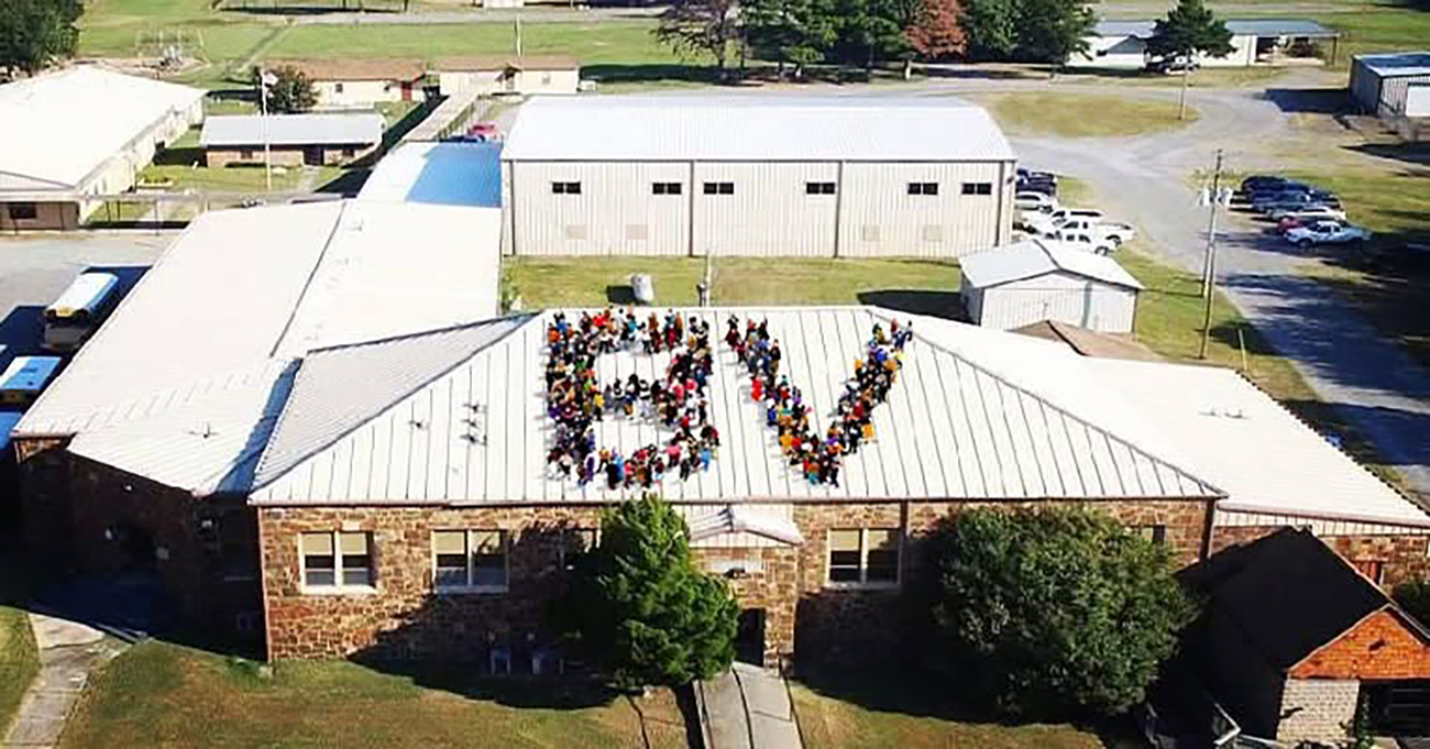 Aerial view of Buffalo Valley Public Schools campus